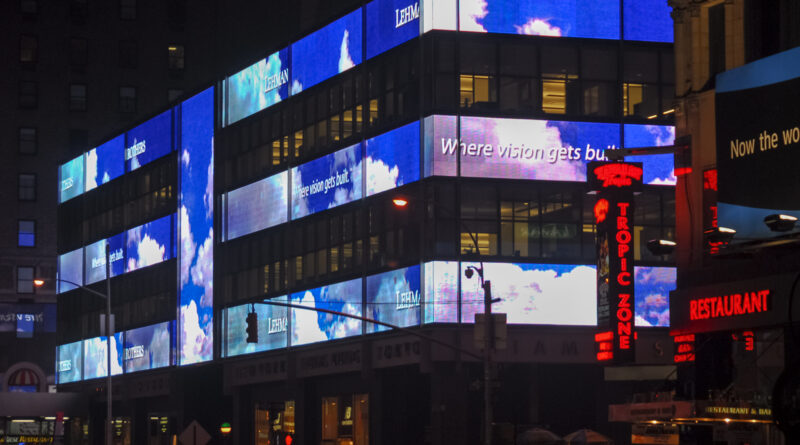 New York City - June 8, 2007: Lehman Brothers Headquarters in midtown Manhattan at night.