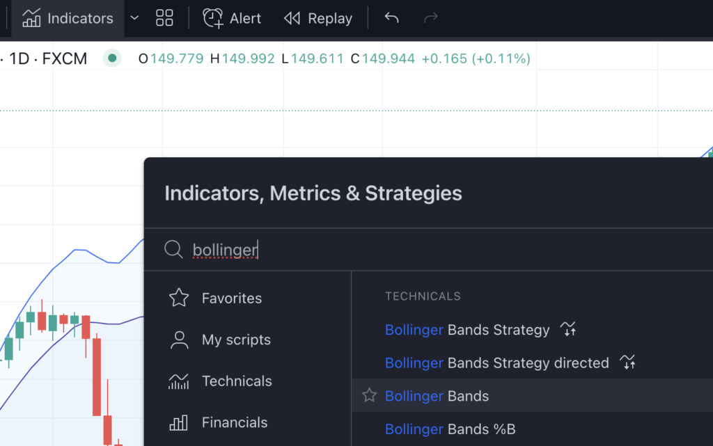 How to add Bollinger Bands with 1. and 2. deviation in TradingView