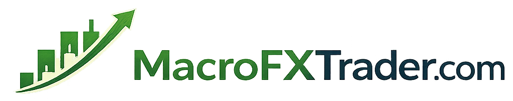 MacroFXTrader.com logo with rising candlestick chart bars and upward arrow, symbolizing macro forex trading and market growth.